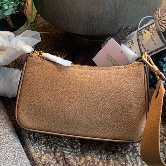 Authentic KATE SPADE DUO Leather top zip Crosby w/shearling/leather flap Crosby - Picture 5 of 16